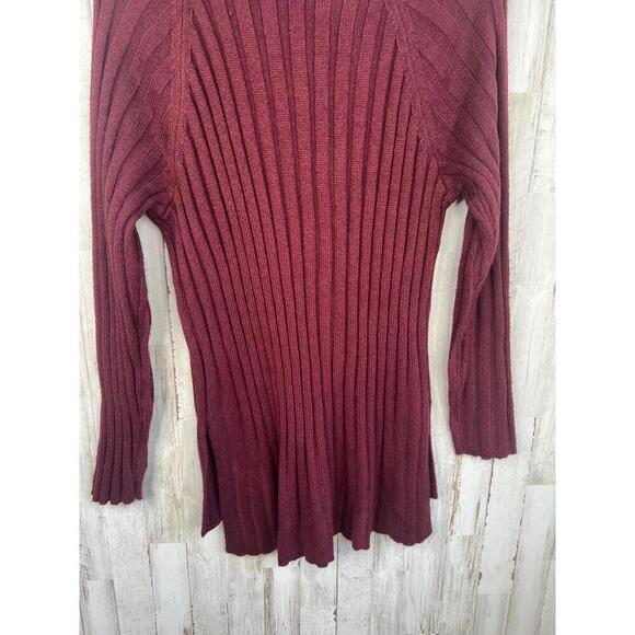 Sanctuary Burgundy Ribbed Long Sleeve Turtleneck Tunic Sweater Size M Sugar Plum - Picture 7 of 12